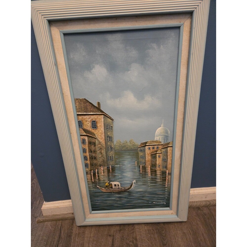 Vintage Oil Painting of Venice Italy painted by C. Manning, 30" X 18"
